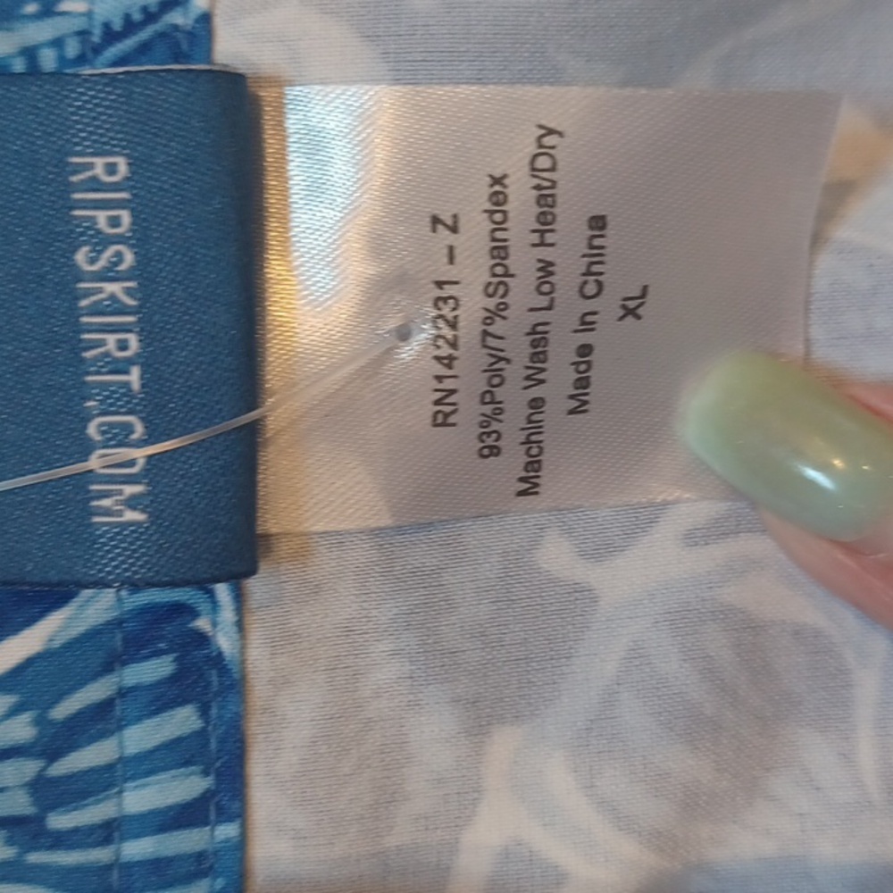NWT Rip Skirt Hawaii Happy Blues Tropical Print Velcro Leisure Wrap Skirt - Picture 9 of 10